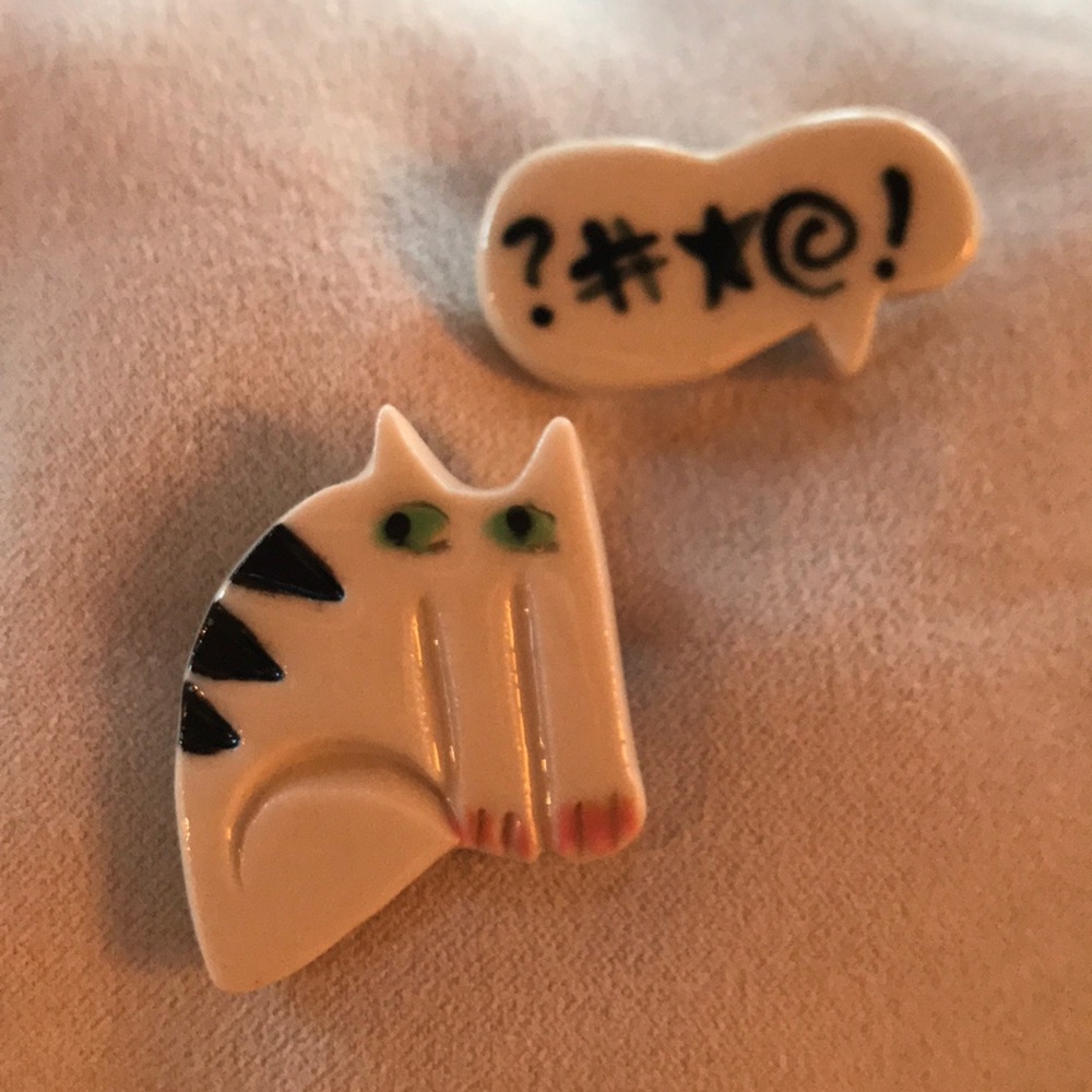 Sassy Ceramic  Cat Pins